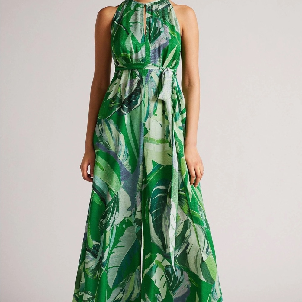 TED BAKER, ISMEY HALTERNECK JUMPSUIT WITH WRAP BODICE New with Tags, Size 3